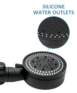 מזלף שחור למקלחת עם צינור מומלץ ומתלה – מגביר לחץ מים