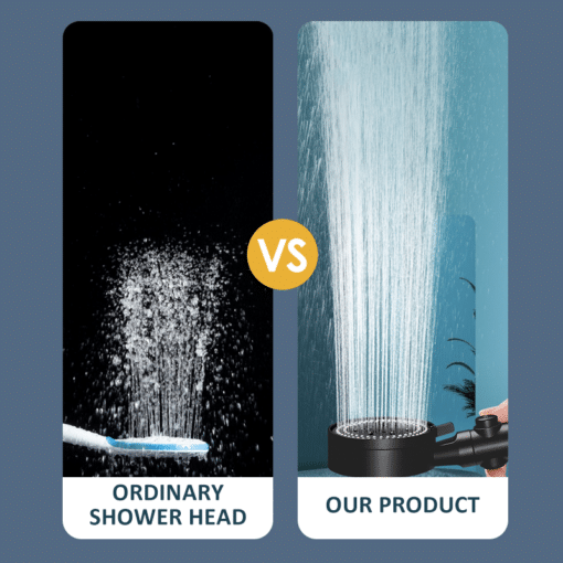 מזלף שחור למקלחת עם צינור מומלץ ומתלה – מגביר לחץ מים