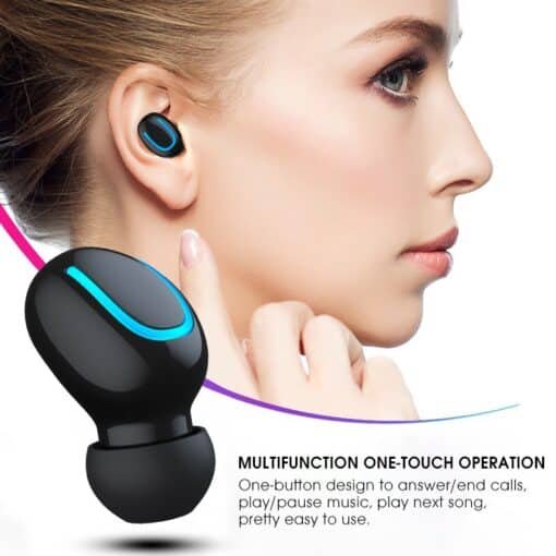 אוזניות כפתור אלחוטיות עם Bluetooth ומיקרופון מובנה TWS